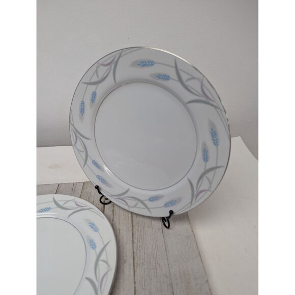 Vintage Valmont Royal Wheat Platinum Trim Set of 2 Dinner Plates 10 1/4" - Picture 3 of 6